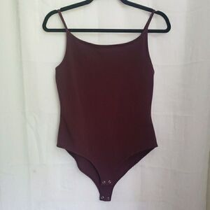 Forever 21 Spaghetti Strap Tank Body Suite Stretch Burgundy Y2K Women's Size L